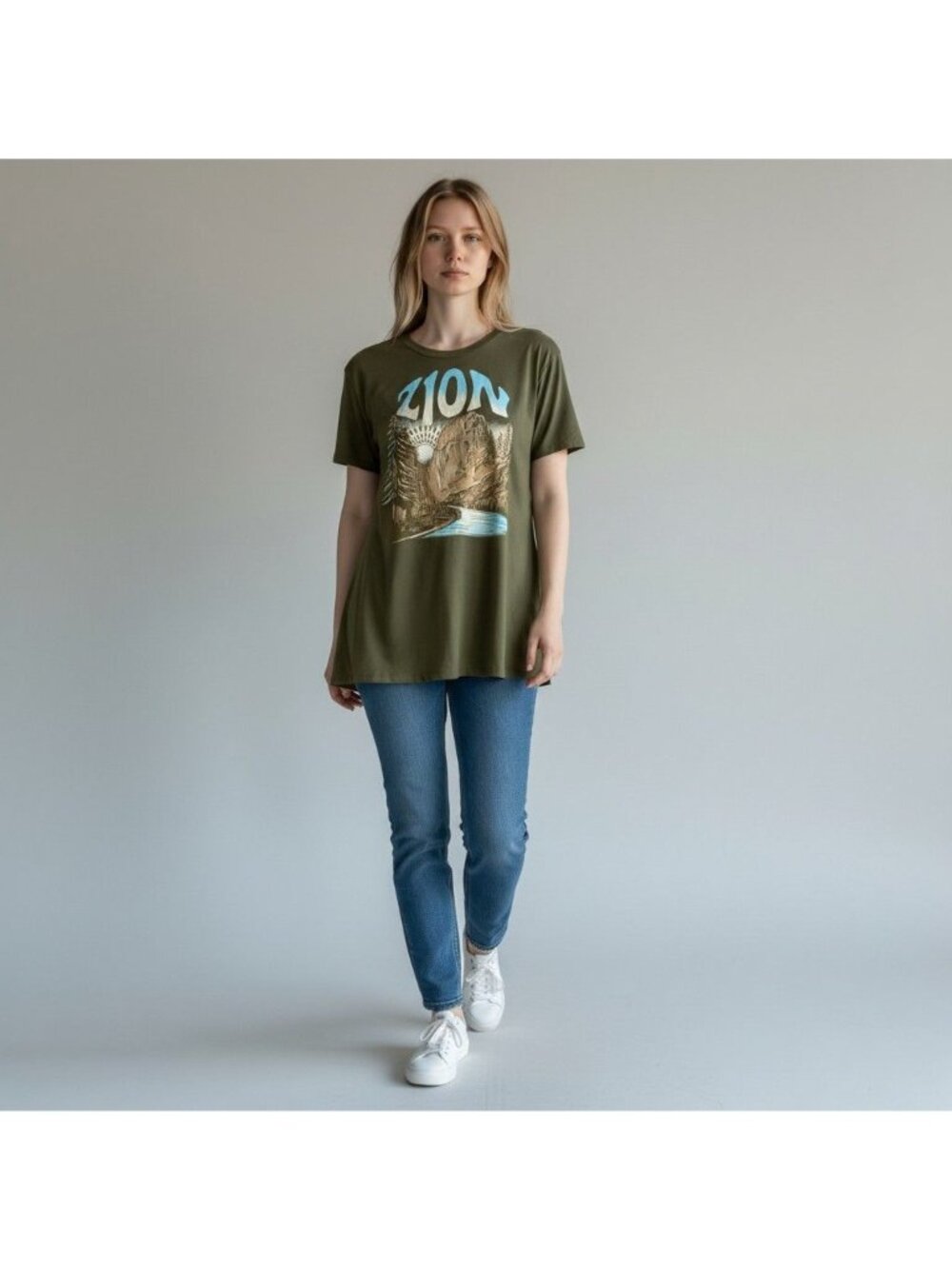 Torrid Zion Camper Dusty Olive Graphic Tee Open Back 3X 22-24 Cotton NWT